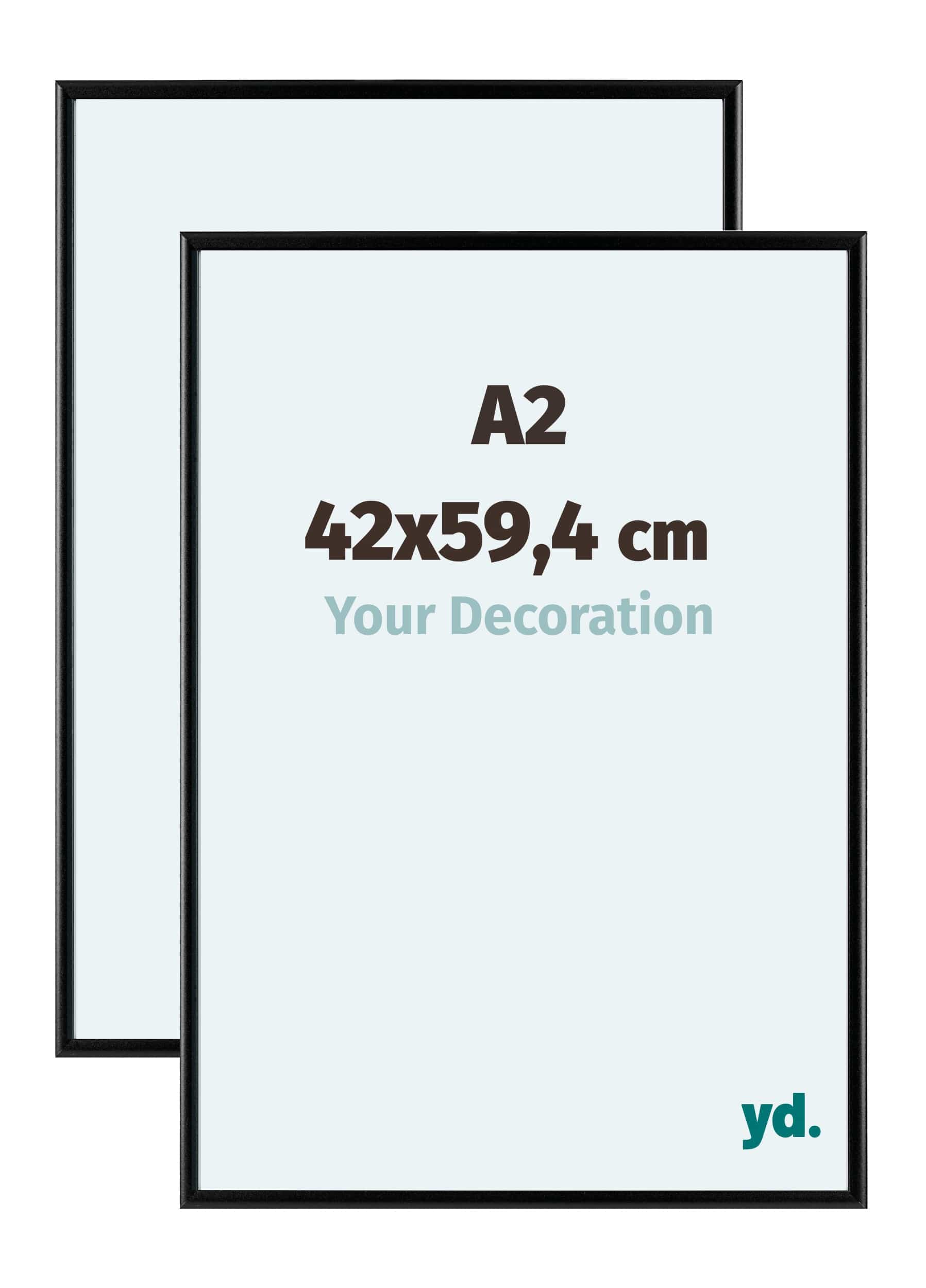 Hoikwo Set van 3 zwarte A2-fotolijsten van aluminium, A2