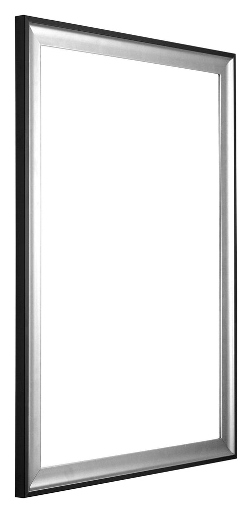Birmingham Houten Fotolijst 70x100cm Zwart Zilver Gepolijst Voorzijde Schuin | Yourdeocation.nl
