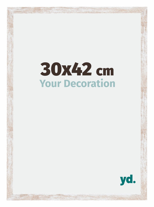 Catania MDF Fotolijst 30x42cm White Wash Maat | Yourdecoration.nl