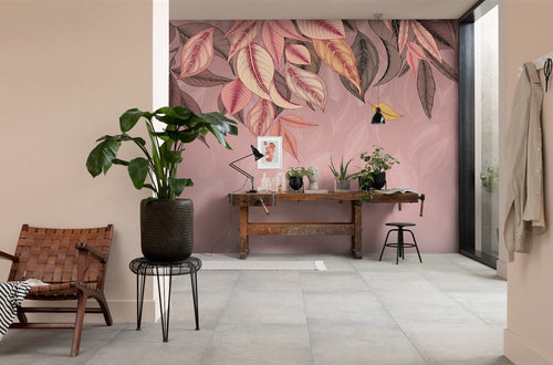 Fotobehang Falling Leafs 350x250cm FLX7 011 Sfeer | Yourdecoration.nl
