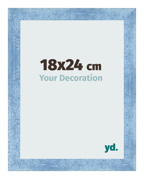 Fotolijst 18x24cm Helder Blauw Geveegd MDF Pisa Voorzijde Maat | Yourdecoration.nl