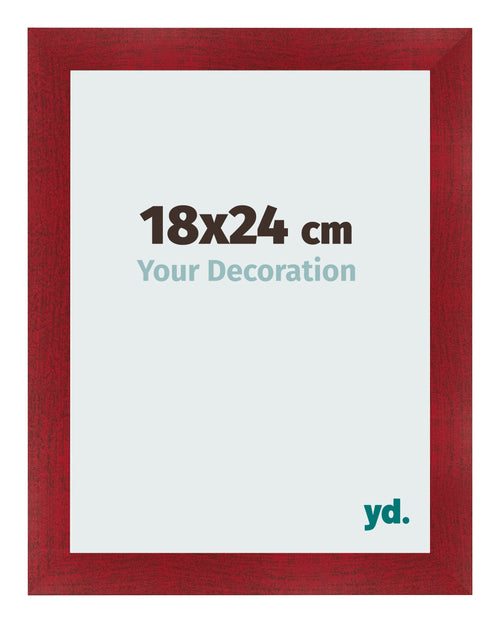 Fotolijst 18x24cm Wijnrood Geveegd MDF Pisa Voorzijde Maat | Yourdecoration.nl