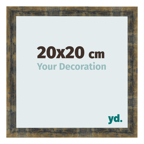 Fotolijst 20x20cm Blauw Goud Gemeleerd MDF Pisa Voorzijde Maat | Yourdecoration.nl