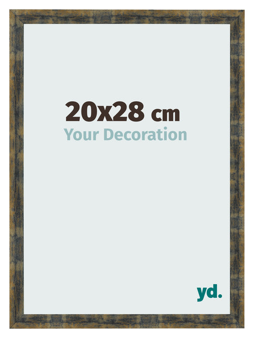 Fotolijst 20x28cm Blauw Goud Gemeleerd MDF Pisa Voorzijde Maat | Yourdecoration.nl