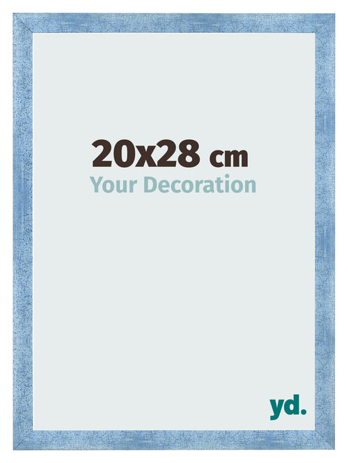 Fotolijst 20x28cm Helder Blauw Geveegd MDF Pisa Voorzijde Maat | Yourdecoration.nl