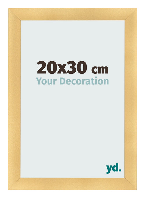 Fotolijst 20x30cm Goud Mat MDF Pisa Voorzijde Maat | Yourdecoration.nl