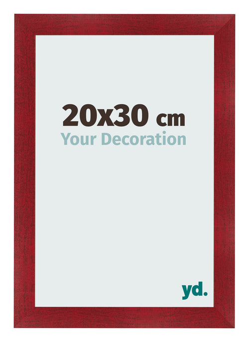 Fotolijst 20x30cm Wijnrood Geveegd MDF Pisa Voorzijde Maat | Yourdecoration.nl