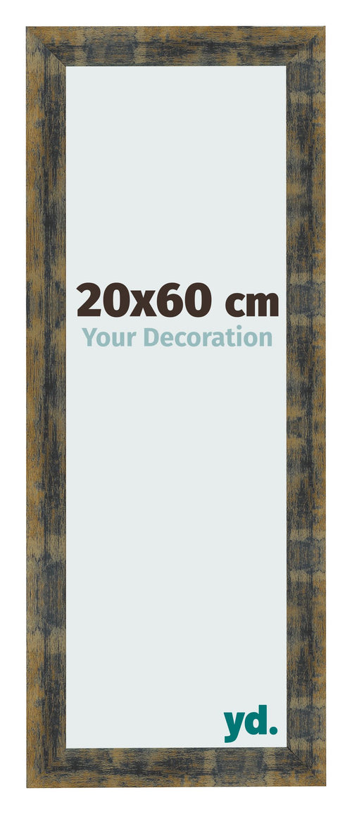 Fotolijst 20x60cm Blauw Goud Gemeleerd MDF Pisa Voorzijde Maat | Yourdecoration.nl