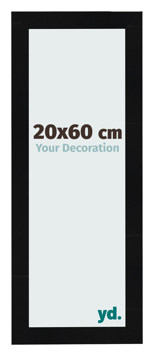 Fotolijst 20x60cm Zwart Hoogglans MDF Pisa Voorzijde Maat | Yourdecoration.nl