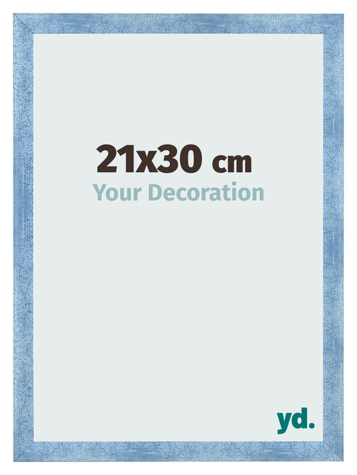 Fotolijst 21x30cm Helder Blauw Geveegd MDF Pisa Voorzijde Maat | Yourdecoration.nl