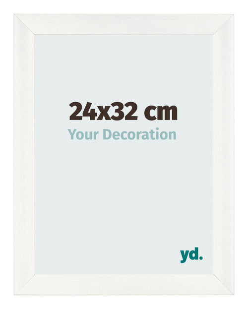 Fotolijst 24x32cm Wit Geveegd MDF Pisa Voorzijde Maat | Yourdecoration.nl