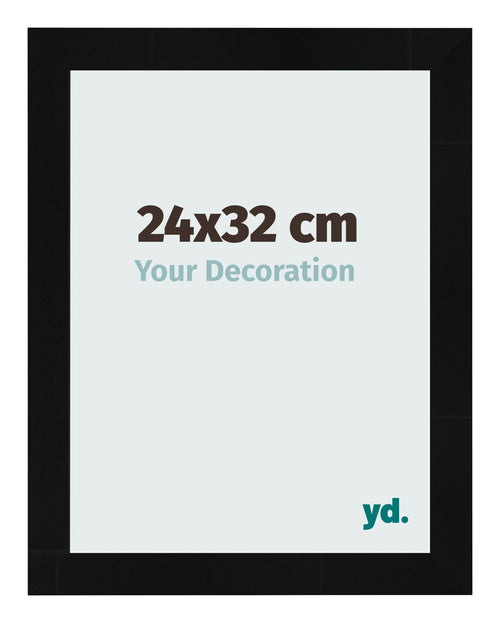 Fotolijst 24x32cm Zwart Hoogglans MDF Pisa Voorzijde Maat | Yourdecoration.nl