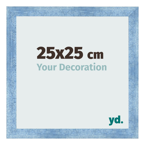 Fotolijst 25x25cm Helder Blauw Geveegd MDF Pisa Voorzijde Maat | Yourdecoration.nl