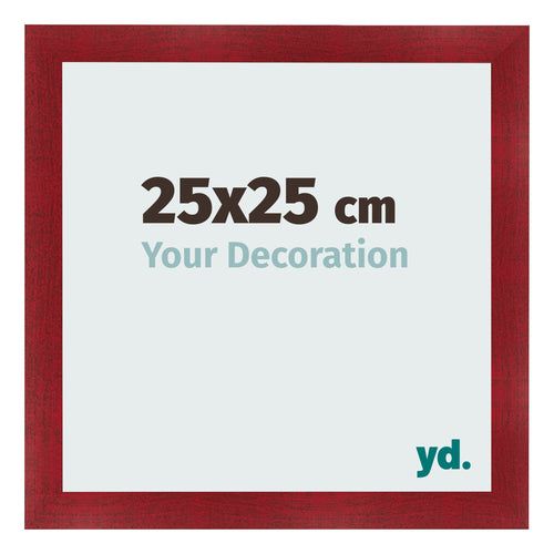 Fotolijst 25x25cm Wijnrood Geveegd MDF Pisa Voorzijde Maat | Yourdecoration.nl