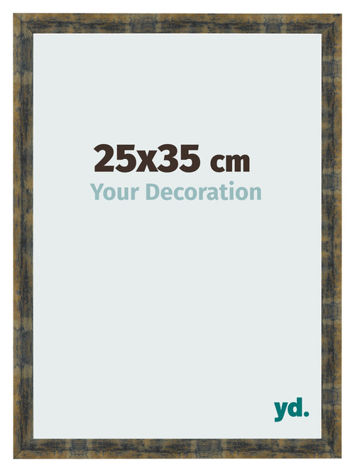 Fotolijst 25x35cm Blauw Goud Gemeleerd MDF Pisa Voorzijde Maat | Yourdecoration.nl