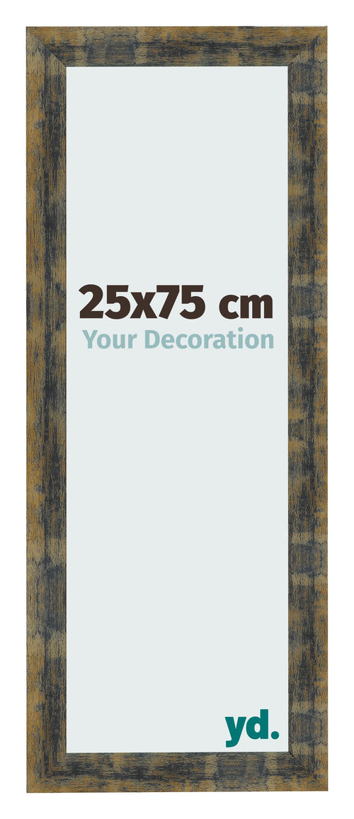 Fotolijst 25x75cm Blauw Goud Gemeleerd MDF Pisa Voorzijde Maat | Yourdecoration.nl