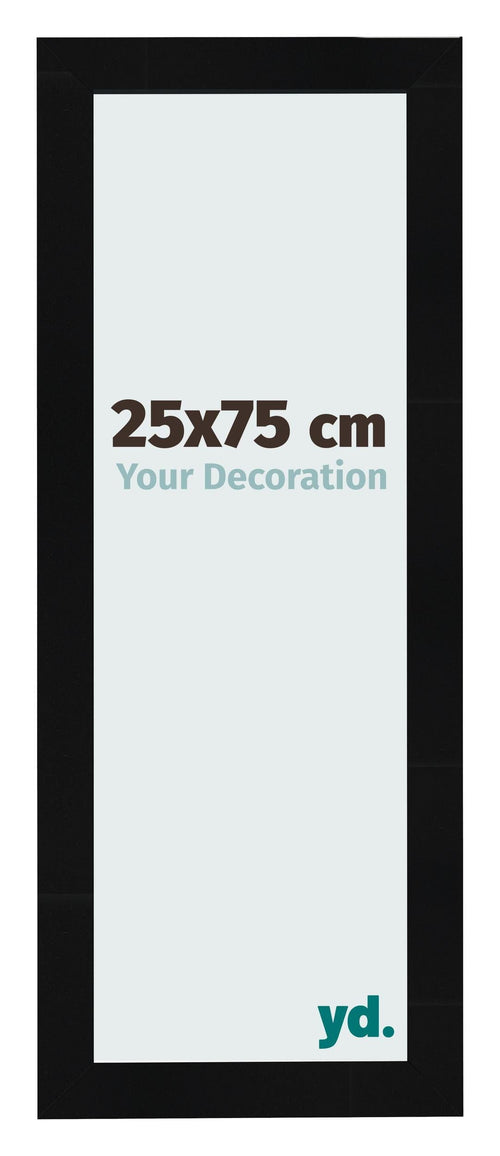Fotolijst 25x75cm Zwart Hoogglans MDF Pisa Voorzijde Maat | Yourdecoration.nl