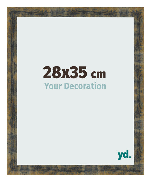 Fotolijst 28x35cm Blauw Goud Gemeleerd MDF Pisa Voorzijde Maat | Yourdecoration.nl