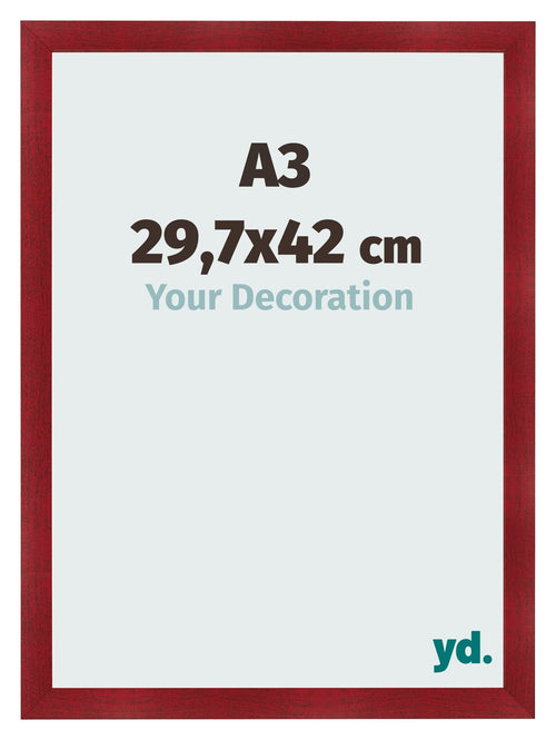 Fotolijst 29 7x42cm A3 Wijnrood Geveegd MDF Pisa Voorzijde Maat | Yourdecoration.nl