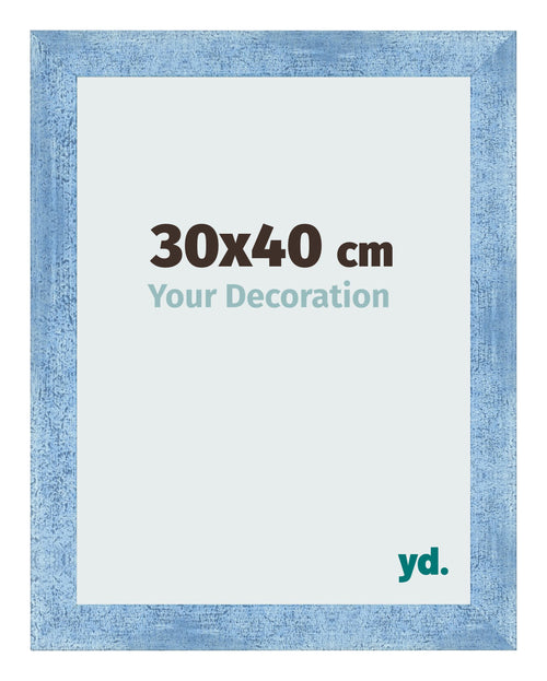 Fotolijst 30x40cm Helder Blauw Geveegd MDF Pisa Voorzijde Maat | Yourdecoration.nl
