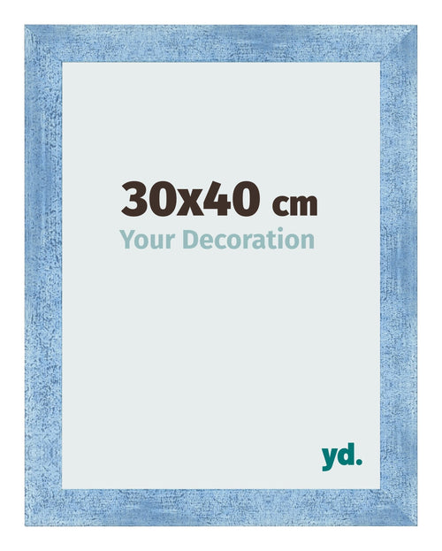 Fotolijst 30x40cm Helder Blauw Geveegd MDF Pisa Voorzijde Maat | Yourdecoration.nl