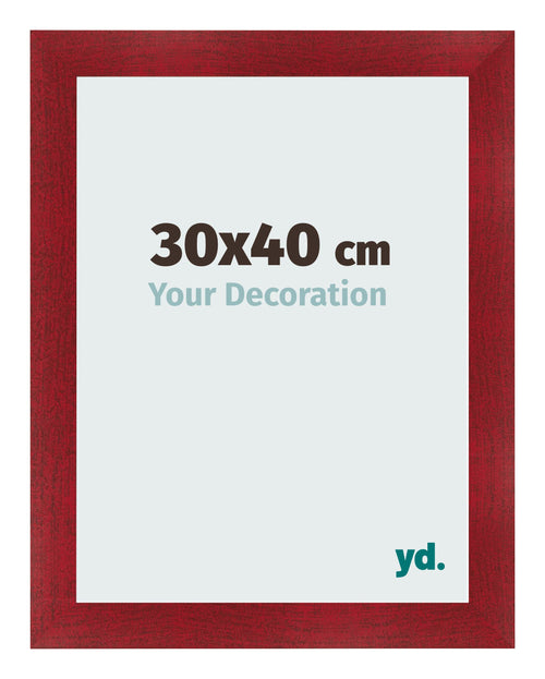 Fotolijst 30x40cm Wijnrood Geveegd MDF Pisa Voorzijde Maat | Yourdecoration.nl