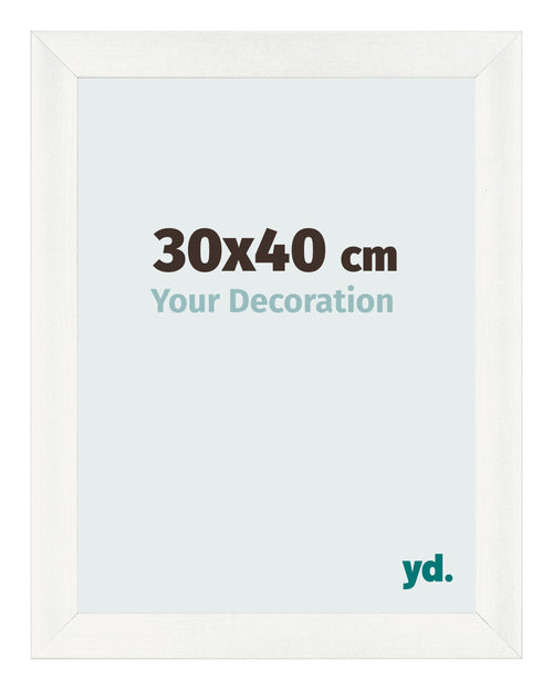 Fotolijst 30x40cm Wit Geveegd MDF Pisa Voorzijde Maat | Yourdecoration.nl