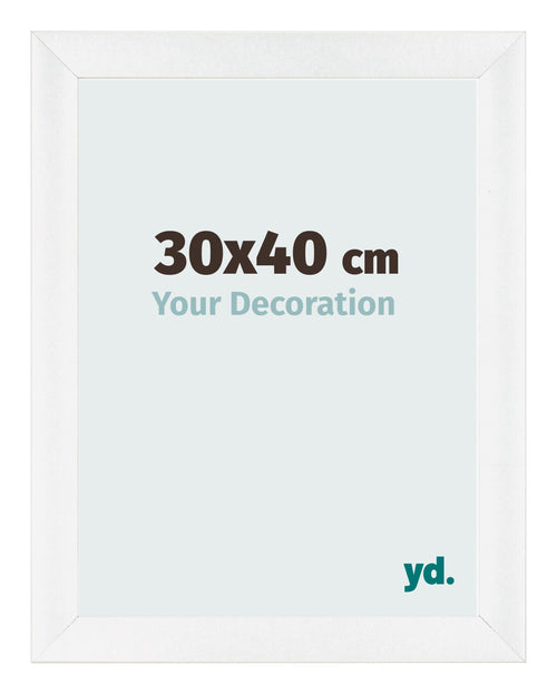 Fotolijst 30x40cm Wit Hoogglans MDF Pisa Voorzijde Maat | Yourdecoration.nl