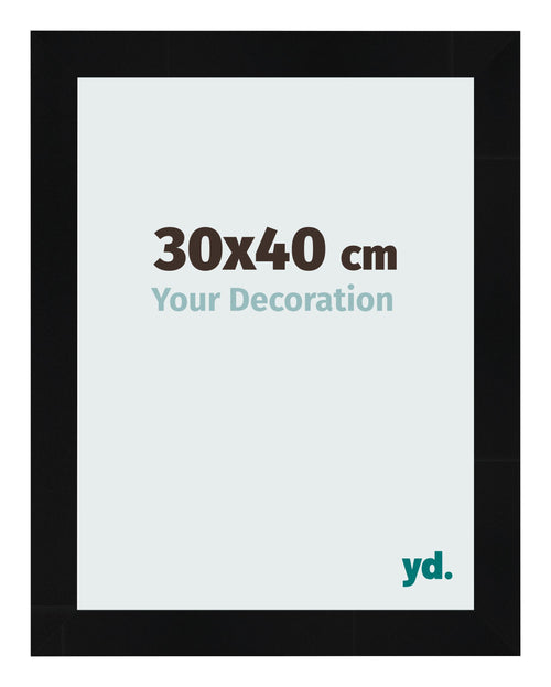 Fotolijst 30x40cm Zwart Hoogglans MDF Pisa Voorzijde Maat | Yourdecoration.nl