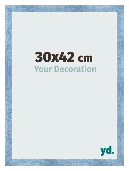 Fotolijst 30x42cm Helder Blauw Geveegd MDF Pisa Voorzijde Maat | Yourdecoration.nl