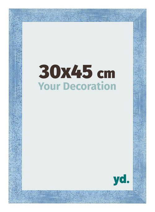 Fotolijst 30x45cm Helder Blauw Geveegd MDF Pisa Voorzijde Maat | Yourdecoration.nl