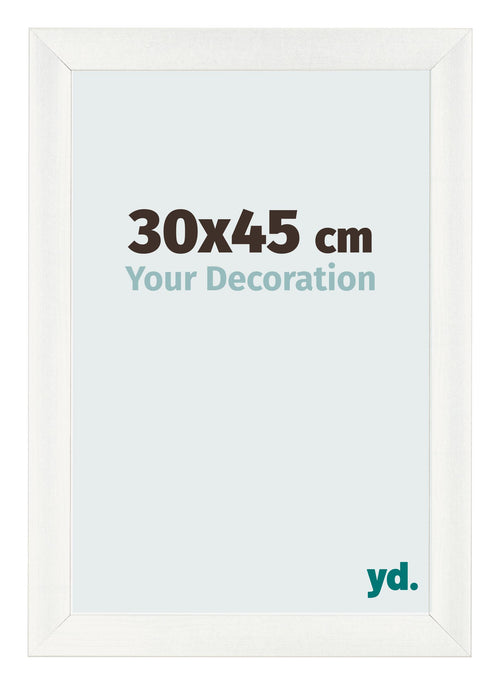 Fotolijst 30x45cm Wit Geveegd MDF Pisa Voorzijde Maat | Yourdecoration.nl