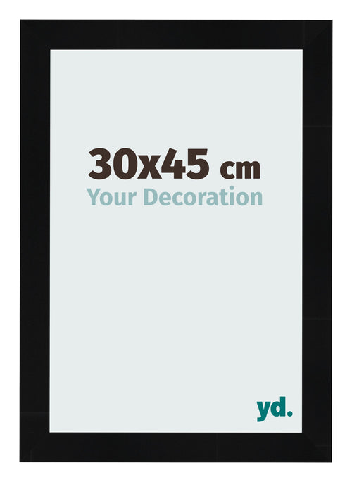 Fotolijst 30x45cm Zwart Hoogglans MDF Pisa Voorzijde Maat | Yourdecoration.nl