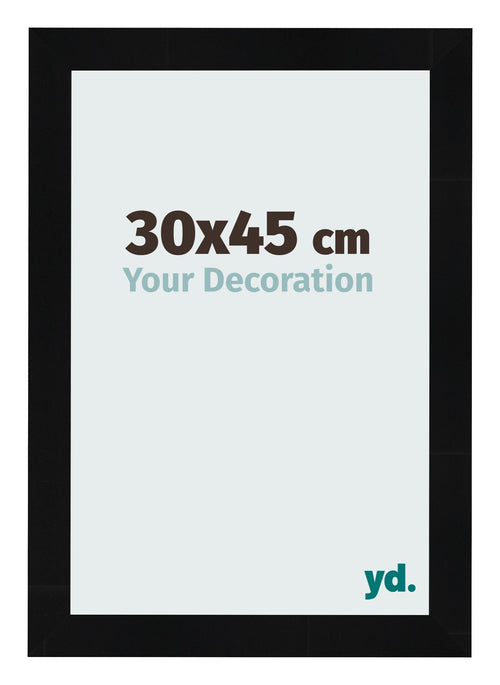 Fotolijst 30x45cm Zwart Hoogglans MDF Pisa Voorzijde Maat | Yourdecoration.nl
