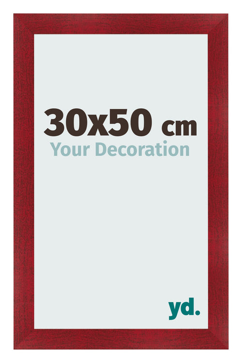 Fotolijst 30x50cm Wijnrood Geveegd MDF Pisa Voorzijde Maat | Yourdecoration.nl