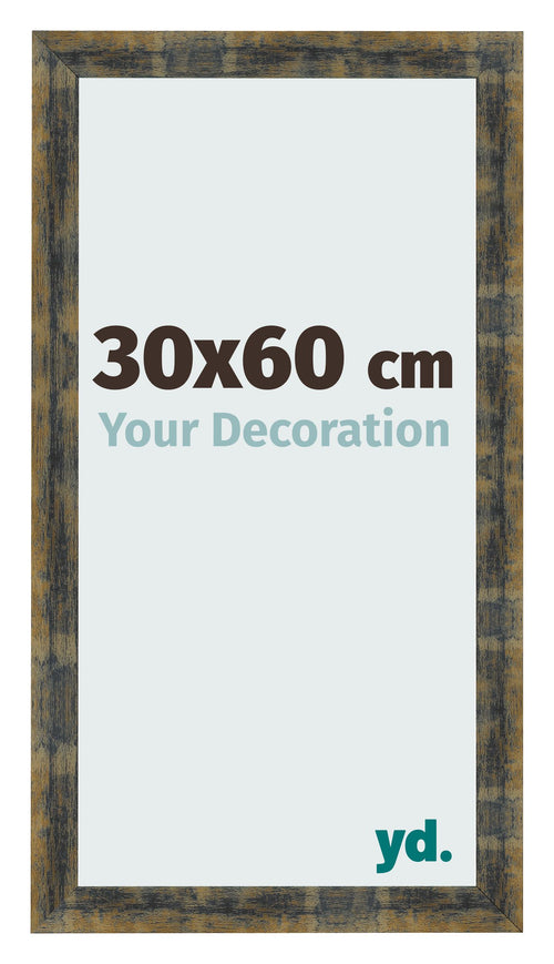 Fotolijst 30x60cm Blauw Goud Gemeleerd MDF Pisa Voorzijde Maat | Yourdecoration.nl