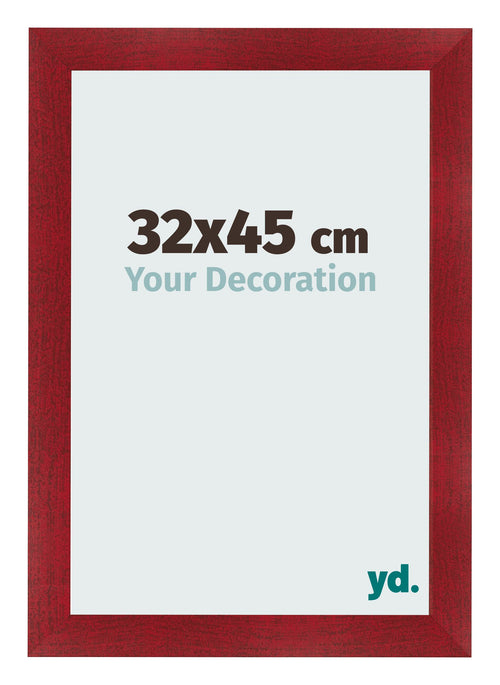 Fotolijst 32x45cm Wijnrood Geveegd MDF Pisa Voorzijde Maat | Yourdecoration.nl