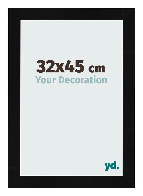 Fotolijst 32x45cm Zwart Hoogglans MDF Pisa Voorzijde Maat | Yourdecoration.nl
