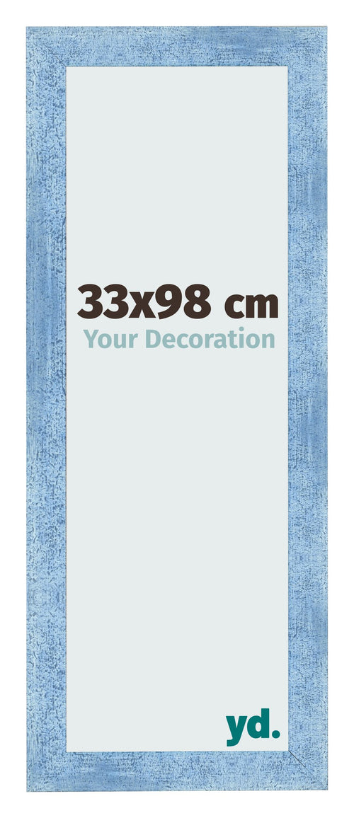 Fotolijst 33x98cm Helder Blauw Geveegd MDF Pisa Voorzijde Maat | Yourdecoration.nl