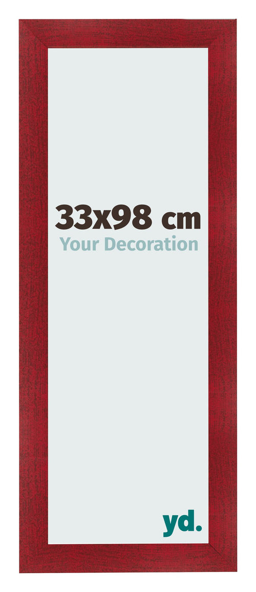 Fotolijst 33x98cm Wijnrood Geveegd MDF Pisa Voorzijde Maat | Yourdecoration.nl