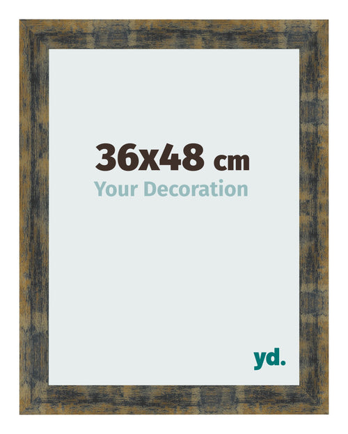 Fotolijst 36x48cm Blauw Goud Gemeleerd MDF Pisa Voorzijde Maat | Yourdecoration.nl