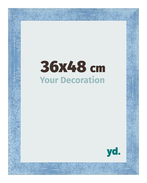 Fotolijst 36x48cm Helder Blauw Geveegd MDF Pisa Voorzijde Maat | Yourdecoration.nl