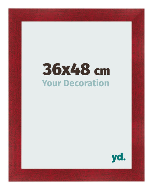 Fotolijst 36x48cm Wijnrood Geveegd MDF Pisa Voorzijde Maat | Yourdecoration.nl