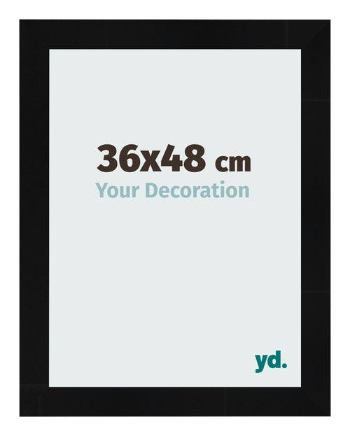 Fotolijst 36x48cm Zwart Hoogglans MDF Pisa Voorzijde Maat | Yourdecoration.nl