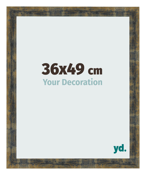 Fotolijst 36x49cm Blauw Goud Gemeleerd MDF Pisa Voorzijde Maat | Yourdecoration.nl