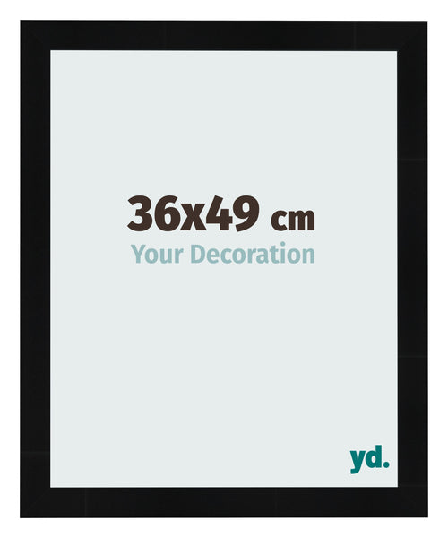 Fotolijst 36x49cm Zwart Hoogglans MDF Pisa Voorzijde Maat | Yourdecoration.nl