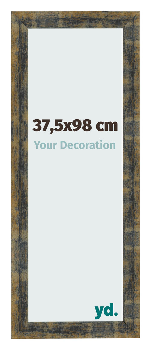 Fotolijst 37 5x98cm Blauw Goud Gemeleerd MDF Pisa Voorzijde Maat | Yourdecoration.nl