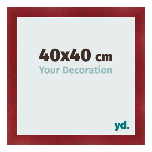 Fotolijst 40x40cm Wijnrood Geveegd MDF Pisa Voorzijde Maat | Yourdecoration.nl