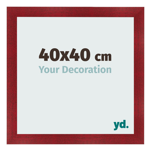 Fotolijst 40x40cm Wijnrood Geveegd MDF Pisa Voorzijde Maat | Yourdecoration.nl