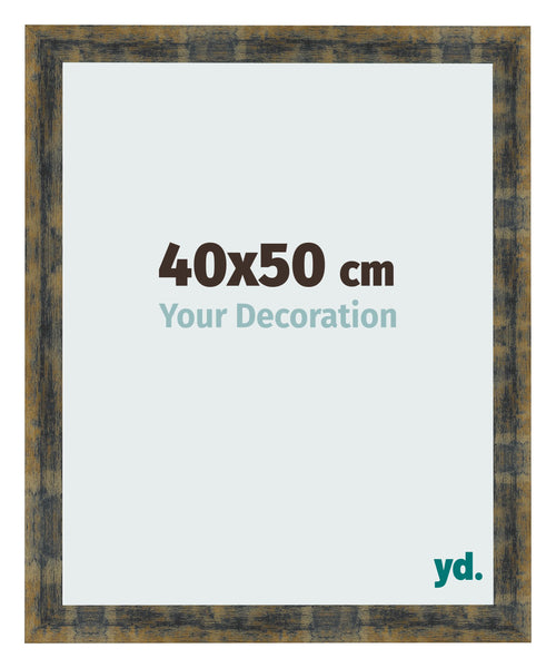 Fotolijst 40x50cm Blauw Goud Gemeleerd MDF Pisa Voorzijde Maat | Yourdecoration.nl